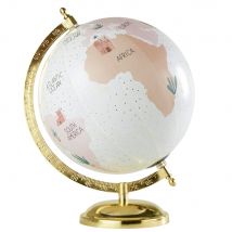 Mappamondo planisfero rosa in metallo dorato - - Maisons du Monde