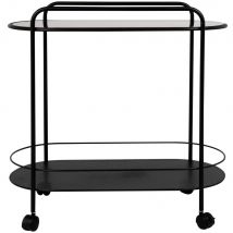 Matte black metal and glass serving trolley contemporary style - Brown - Maisons Du Monde