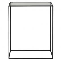 Matte black recycled metal and tempered glass stand contemporary style - Transparent , - Maisons Du Monde