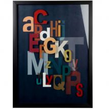 Mehrfarbiger Buchstabendruck Auf Papier Mit Glas, 40x55cm modern Stil - Mehrfarbig Holz - Maisons Du Monde