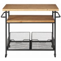 Metal and Wood Industrial Kitchen Trolley industrial style - Black - Maisons Du Monde