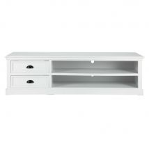 Meuble TV 2 tiroirs blanc style bord de mer Panneau De Particules - Maisons Du Monde