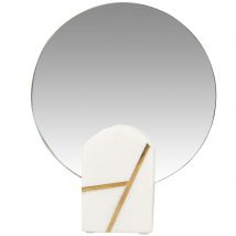 Miroir à poser et support en marbre blanc et doré 20x29 style classique chic - Maisons Du Monde