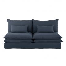 Modulare 2-Sitzer-Liegesessel mit nachtblauem Leinenbezug classic chic Stil - Leinen - Maisons Du Monde
