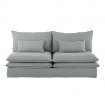Moduleerbare zetel zonder armleuning met 2 plaatsen van lichtgrijs linnen klassiek chic stijl - Maisons Du Monde
