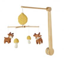 Musical mobile for babies with reindeer and mushrooms in multicoloured knitted cotton White Baby - Maisons Du Monde