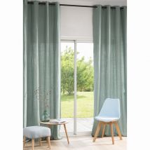 Ösenvorhang aus gewaschenem Leinen, grünspanfarben, 1 Vorhang 130x300 Stil classic chic Maisons du Monde