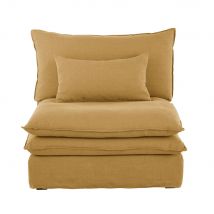 Okerkleurige moduleerbare linnen zetel zonder armleuning stijl - klassiek chic - Geel - Maisons Du Monde