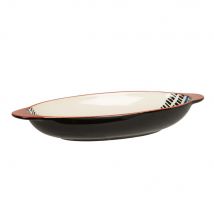 Oval Black Stoneware Dish With Multicoloured Graphic Print contemporary style - Sandstone - Maisons Du Monde