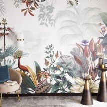 Papel De Parede Com Flores E Folhas Coloridas 300x350 estilo exótico - multicolor Papel - Maisons Du Monde