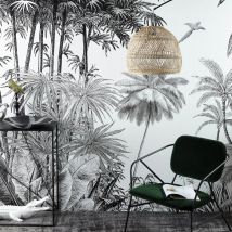 Papel Pintado De Parede Não Tecido Com Impressão De Selva Em Preto E Branco 300x350 estilo exótico Papel - Maisons Du Monde