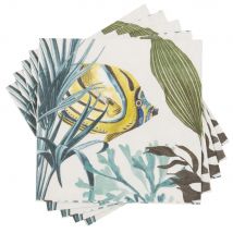 Papierservietten, buntes Meeresgrundmotiv, 20 Stück Stil seaside Blau Papier Maisons du monde