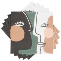 Papierservietten mit Aufdruck Gesichter, mehrfarbig, Set aus 20 modern Stil - Papier - Maisons Du Monde