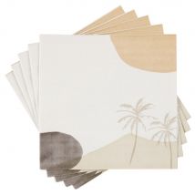 Papierservietten, taupe, sandfarben, grau und orange mit Palmenmotiv, 20 Stück exotic Stil - Beige - Maisons Du Monde