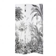 Paravento con stampa foresta tropicale nera e bianca - Modello Esotico - Nero - - Legno - Maisons du Monde