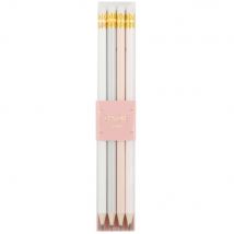 Pink, grey and white wooden pencils (x4) contemporary style - Multicolour - Maisons Du Monde
