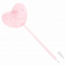 Pink heart pompom pen contemporary style - Pink - Pvc And Synthetic - Maisons Du Monde