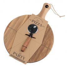 Pizzabrett aus Akazienholz, Radschneider aus Stahl Stil industrial Maisons du Monde