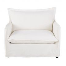 Poltrona-cama De Linho Enrugado Branca estilo contemporâneo - Branco - Maisons Du Monde