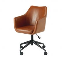 Poltrona da scrivania marrone in tessuto rivestito effetto anticato - Modello Vintage - - Pvc e sintetico - Maisons du Monde