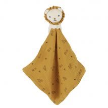 Pupazzetto coperta neonato a forma di leone giallo senape, beige, nero - Modello Contemporaneo - Bianco - Cotone - Maisons du Monde