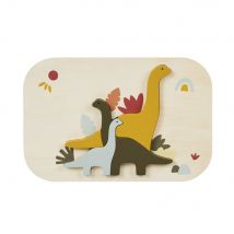 Puzzle dinosauri blu, verde e giallo senape - Modello Contemporaneo - Multicolore - Pannello truciolato - Maisons du Monde