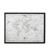 Quadro in vetro stampa mappa del mondo 121 cm x 91 cm - Modello Classico chic - Beige - - Legno - Maisons du Monde