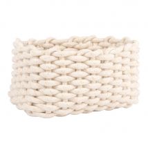 Rechteckiger Korb aus geflochtener weißer Baumwolle und Lurex Stil seaside Baumwolle Maisons du Monde
