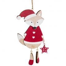 Red Fox Hanging Christmas Decoration Red Wood - Maisons Du Monde