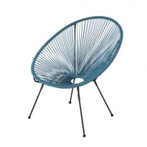Round garden armchair in teal resin contemporary style - Blue - Maisons Du Monde
