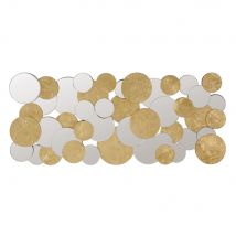 Round Mirrors and Golden Metal Discs 60X140 contemporary style - Gold - Particle Board - Maisons Du Monde