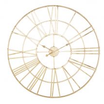 Runde Uhr aus goldfarbenem Metall, D100cm Stil classic chic Metall Maisons du Monde