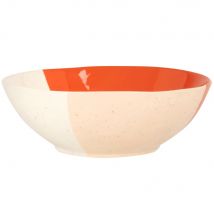Salatschüssel aus orangem und weißem Steingut Stil modern Steingut Maisons du Monde
