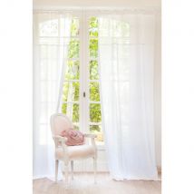 Schlaufenvorhang aus Baumwolle weiß mit Stickerei, 110x250, 1 Vorhang Stil classic chic Baumwolle Maisons du Monde