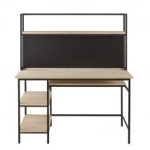 Schreibtisch im Industriestil aus schwarzem Metall und Tannenholz Stil exotic Kinder Maisons du Monde