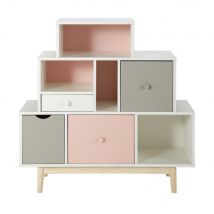 Schubkastenmöbel mit 4 Schubladen weiß, rosa und grau Stil vintage Teenager Maisons du Monde