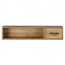 Scrivania da parete ribaltabile con 1 cassetto in legno massello di mango - Modello Industriale - Beige - Maisons du Monde