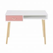 Secretária Escandinava Com Gaveta Cor Coral E Branca multicolor Aglomerado De Madeira - Criança - Maisons Du Monde