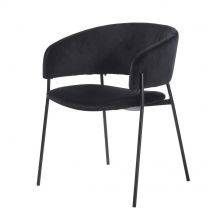 Sedia con braccioli in velluto nero - Modello Contemporaneo - - Metallo - Maisons du Monde