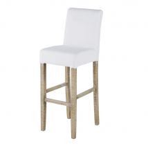 Sedia da bar foderabile con gambe in pino sbiancato H77 - Modello Contemporaneo - Beige - Polyester - Maisons du Monde