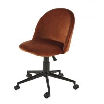 Sedia da scrivania in velluto con rotelle marrone - Modello Contemporaneo - Arancione - Maisons du Monde