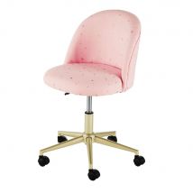 Sedia da scrivania rosa con rotelle e metallo color ottone - Modello Contemporaneo - Dorato - Cotone - Maisons du Monde