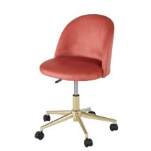 Sedia da scrivania vintage a rotelle in velluto terracotta - Rosa - - Maisons du Monde