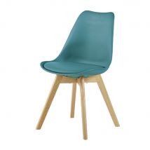 Sedia in stile scandinavo blu anatra e legno di hevea - Modello Contemporaneo - - Pvc e sintetico - Maisons du Monde