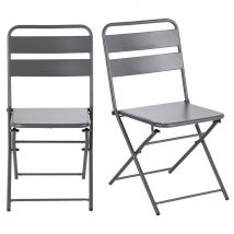 Sedia pieghevole in metallo grigio antracite (x2) - Modello Industriale - Maisons du Monde