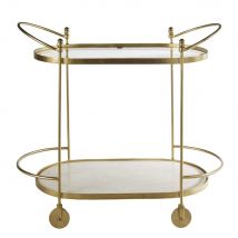 Serveertafel van goudkleurig metaal, glas en wit marmer klassiek chic stijl - Maisons Du Monde