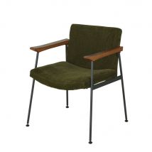 Sessel für gewerbliche Nutzung aus grünem Samt und Eichenholz Stil industrial Grau Samt Maisons du monde