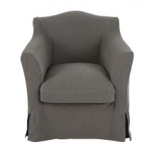 Sessel Mit Grauem Leinenbezug Im Used-look classic chic Stil - Leinen - - Maisons Du Monde