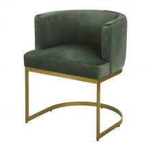 Sessel mit messingfarbenen Metallfüßen und kakifarbenem Samtbezug Stil vintage Grün Metall Maisons du monde
