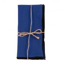 Set aus 2 Handtüchern aus gewaschenem Leinen, blau und schwarz, 42x42cm Stil modern Leinen Maisons du Monde